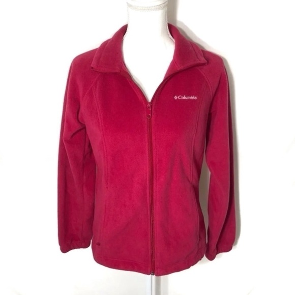 Columbia Fleece Jacket Small Pink Red Full Zip Women’s - Picture 2 of 7